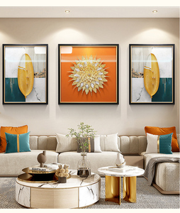 立体实物画现代简约沙发背景挂画大气三联壁画好物的 H18025-1 60*80CM 双色立体框 立体实物镶嵌+高透高
